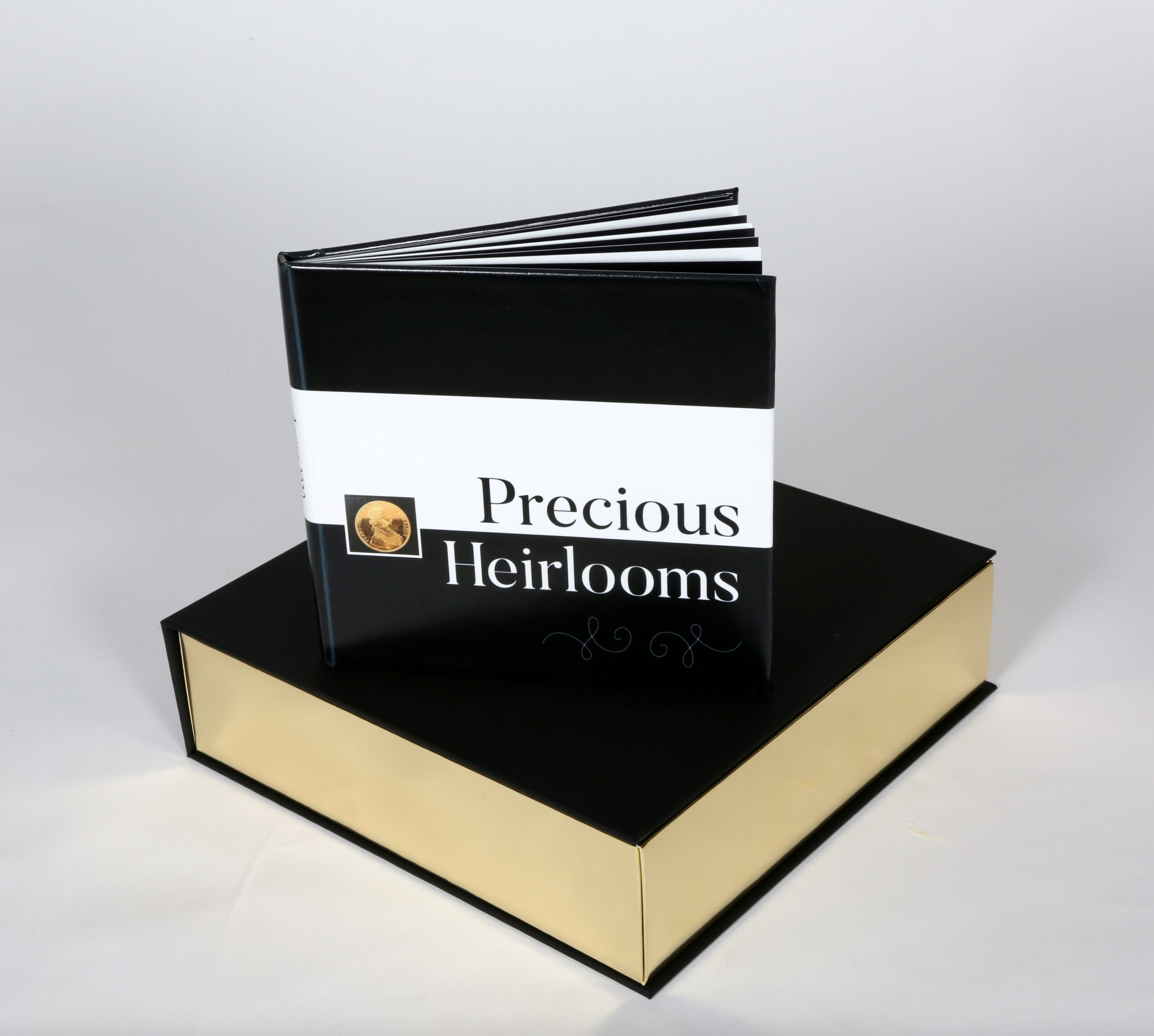 Small coffee table book on decorative box.